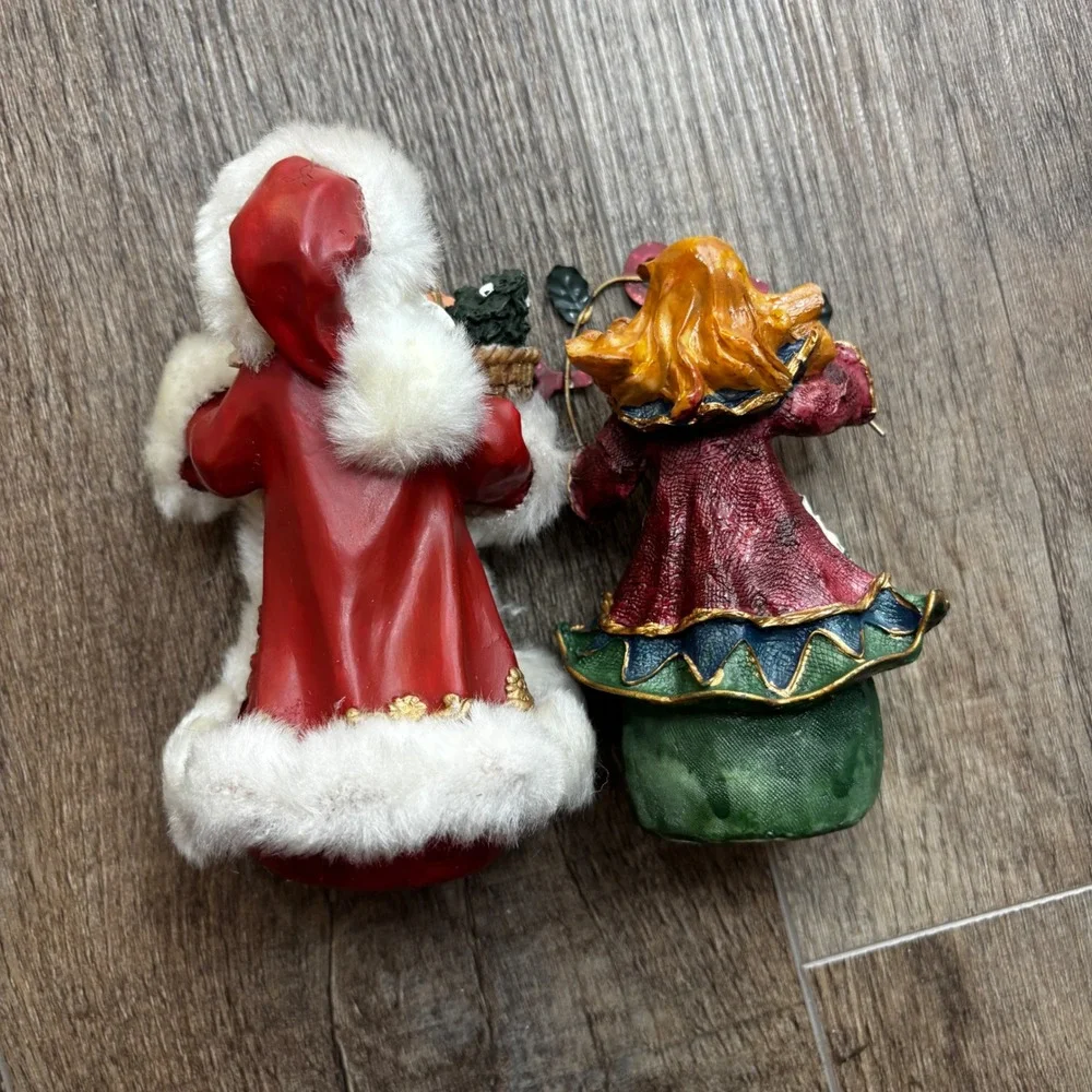 Vintage Santa Claus and Joy Angel Christmas Figurines H's Collection Red Green